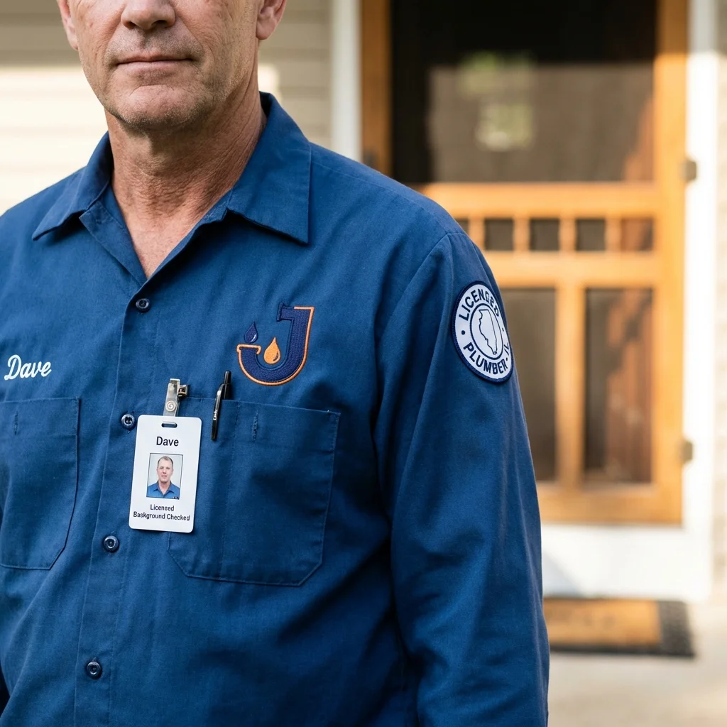 Licensed plumber showing ID badge in Hodgenville, KY