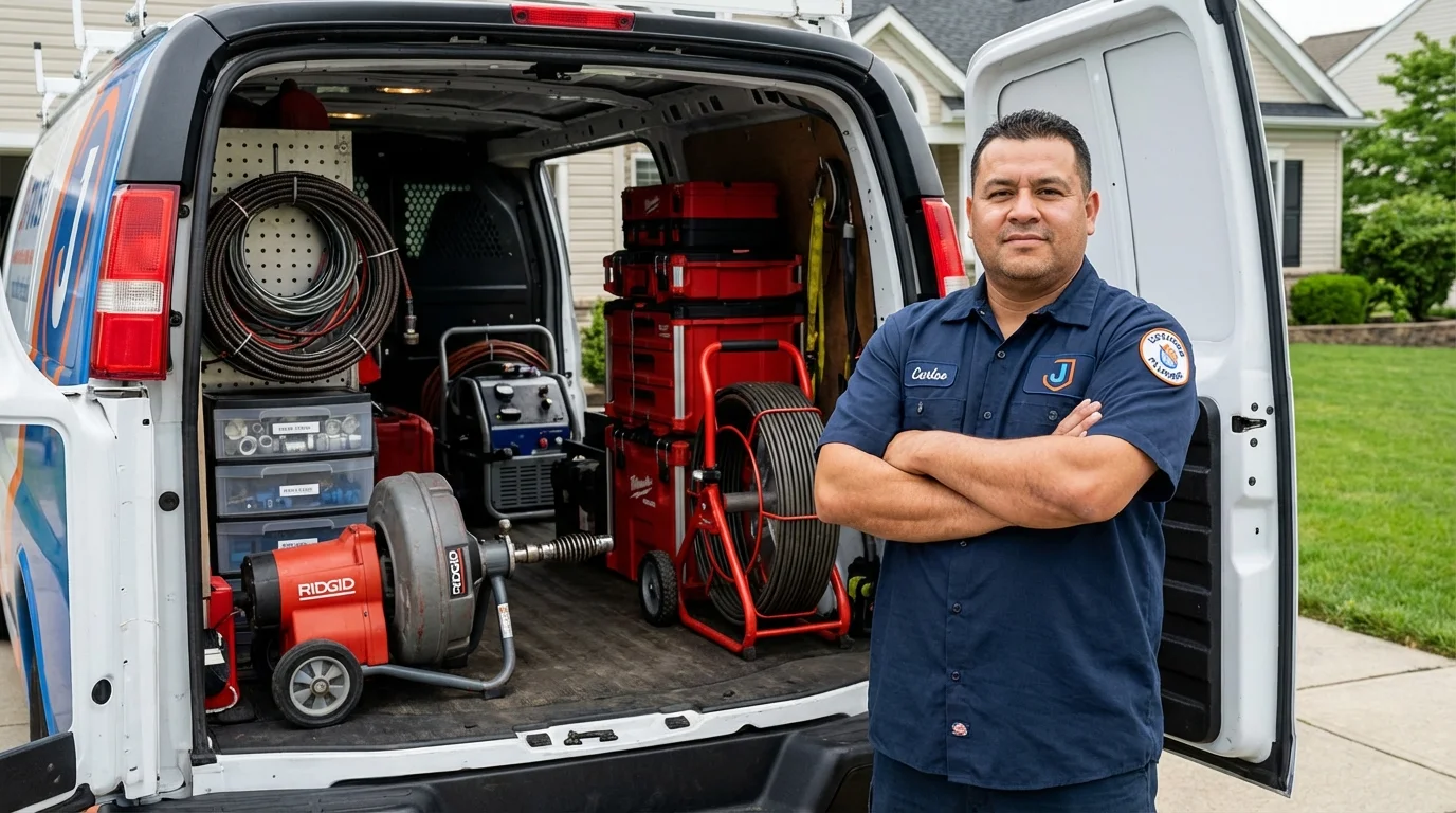 Professional drain cleaning equipment and Johns Plumbing LLC plumber in Hodgenville