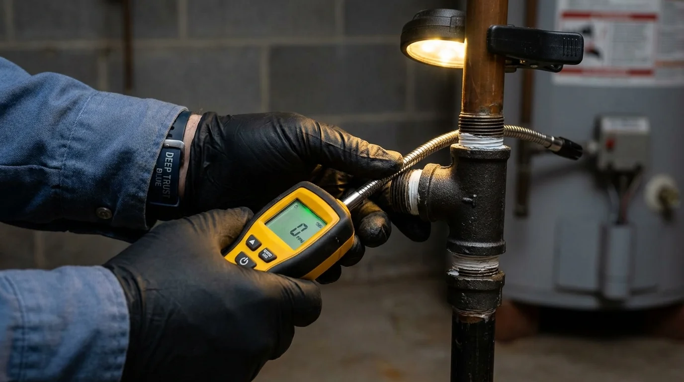 Gas leak detection with electronic sniffer by Johns Plumbing LLC in Hodgenville