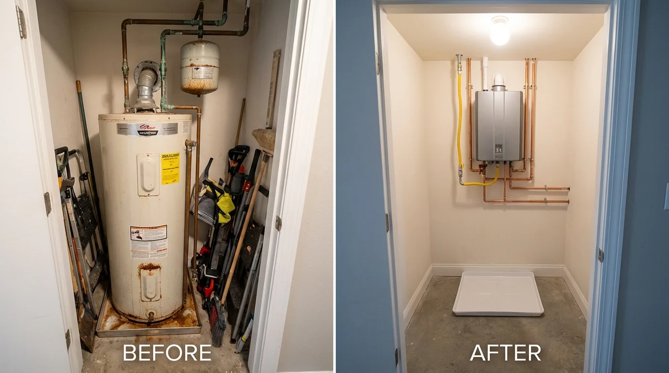 Tank water heater versus wall-mounted tankless unit comparison for Hodgenville, KY homeowners