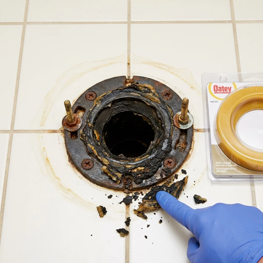 Failed wax ring showing water seepage at the base of a toilet in a Hodgenville, KY home